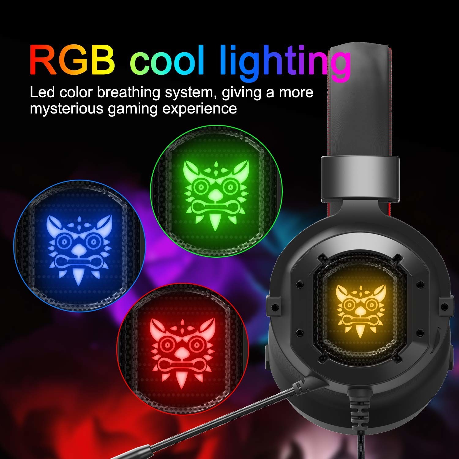 On Cord Control Onikuma K3 117dB 2.2m Wired Gaming Headset