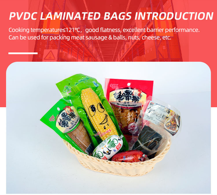 Food Packaging PVDC Laminated Bags Clear Heat Shrink Plastic Film Bags