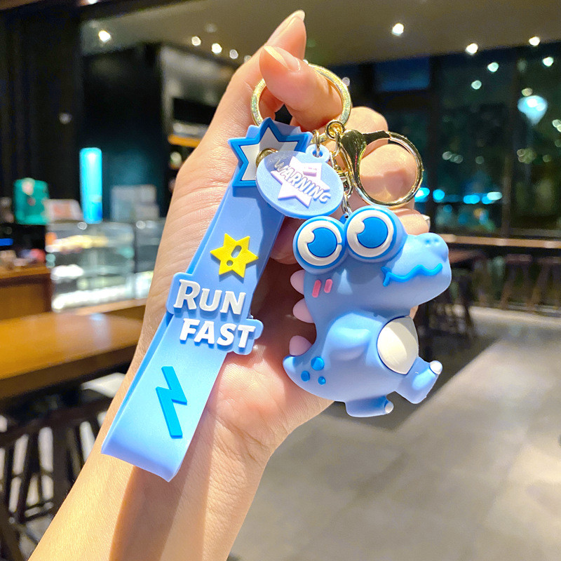 Cute Cartoon Keychain Pendant Silicone Stationery Novelty Dinosaur Charm Keyring For Boys Girls