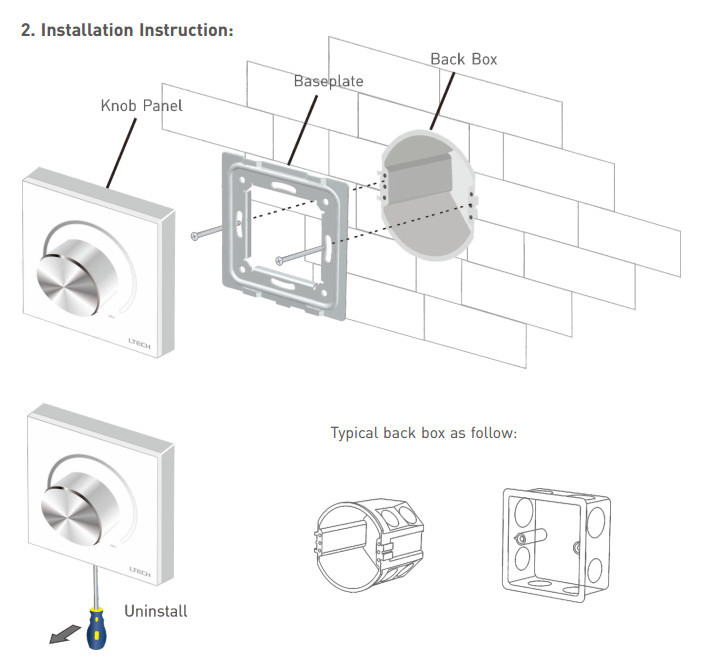 Led Light Wall Dimmer Switch 0-10V ROHS Certificated With Manual Knob