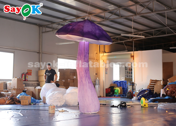 Amazing 2.5m Inflatable Lighting Decoration Hanging Mushroom With Blower