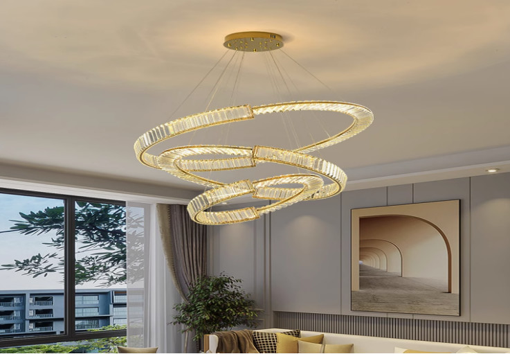 Post-modern light luxury chandelier stainless steel crystal living room lamp Nordic simple restaurant lamp bedroom LED lamp lighting