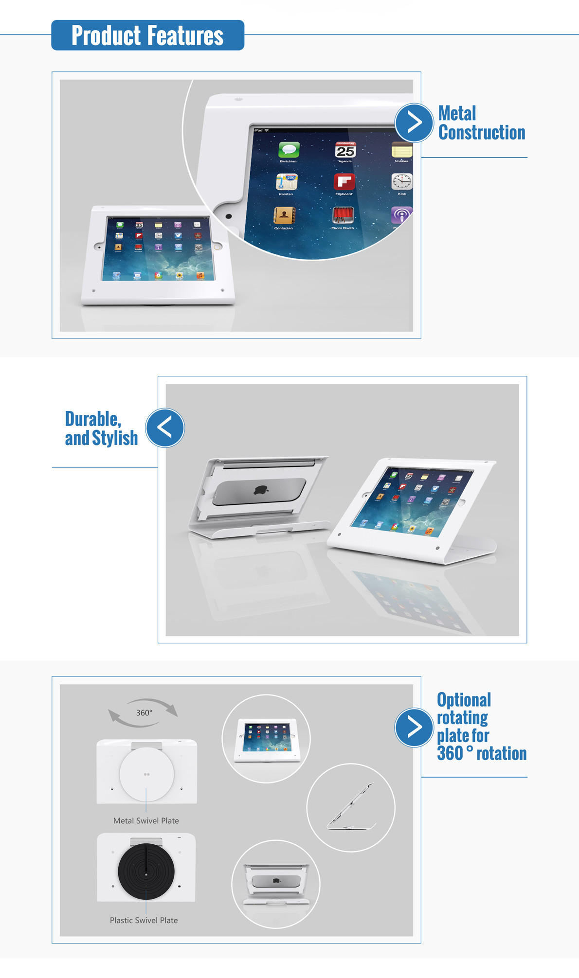COMER anti theft lock tablet counter-top display mounted 360 degree rotating tablet stand for digital retail stores