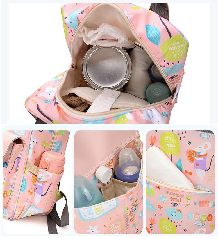 Animal Prints Polyester Rucksack Changing Travel Diaper Bags 27*15*42cm