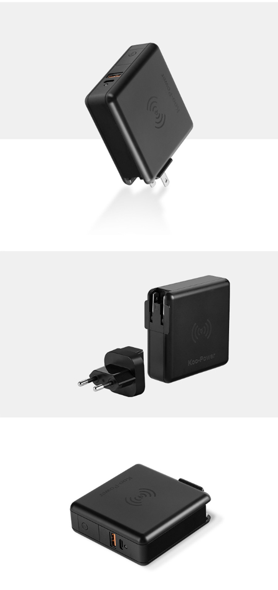 Dual Ports 8000mAh Fast Charge Wireless Charger Power Bank