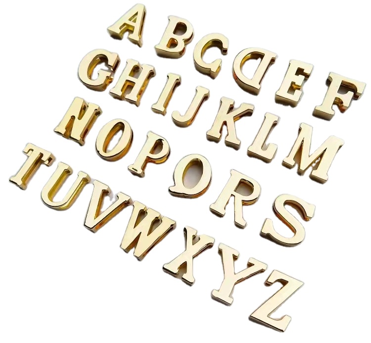 Tearproof Handbag Purse Metal Letter Tags Gold Eco Friendly