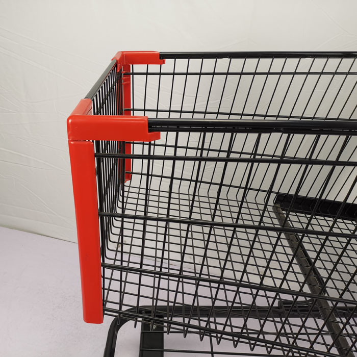 Electrophoretic Steel Metal Shopping Trolley Customized Black Powder Coating Wire Shopping Trolley