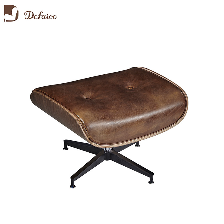 Eames Style Ottoman Footstool Leather X Bench Stool With Metal Legs