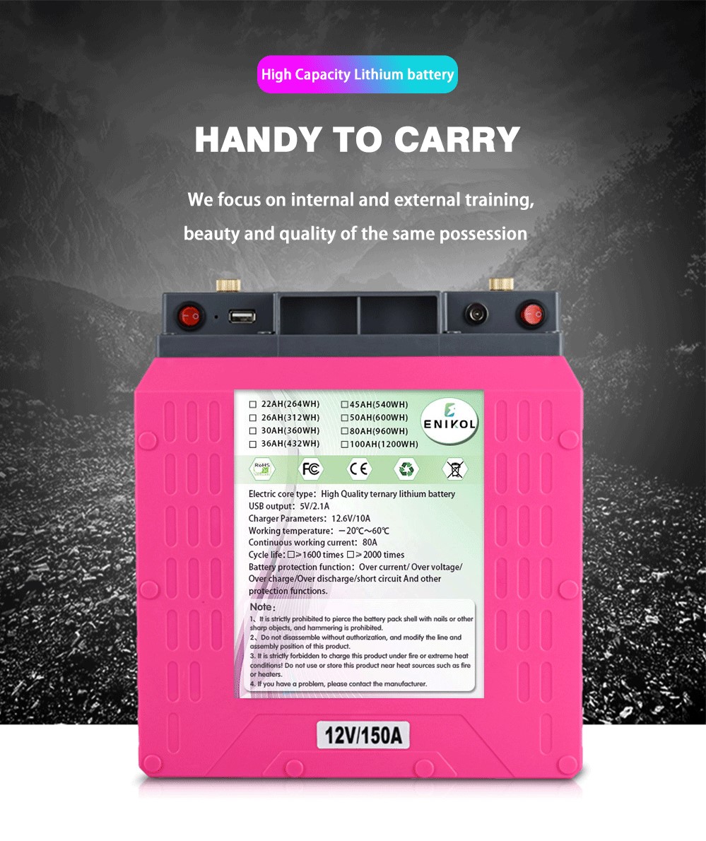 Portable 12V Lithium Battery 30ah 50ah 80ah 100ah Solar Power Battery Pack For Camping