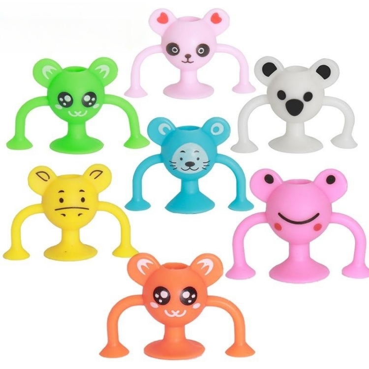 Lovely Cartoon Figurine Custom Color TPR Rubber Suction Cup Toy Building Blocks for Children Other Educational Toys