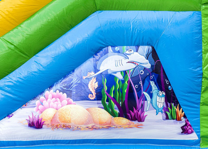 Outdoor Marine World 5.4 x 5.0m Inflatable Jumping Castle With 3 Obstacles