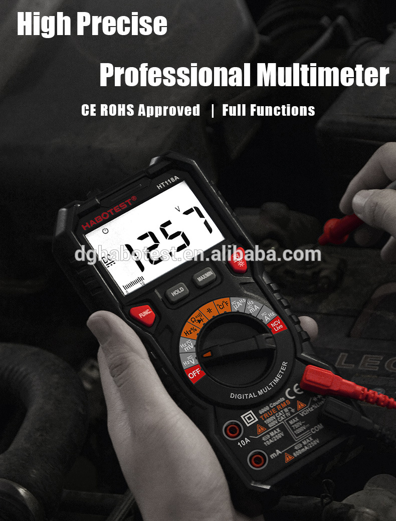 10A 6000 Counts Handheld Digital Multimeter , 750V Capacitance Test Multimeter