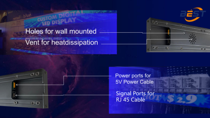 Indoor HD Custom-Size LED Shelf Screen 300-1200x60mm Aluminum Profile Cabinet 3840Hz Refresh Rate