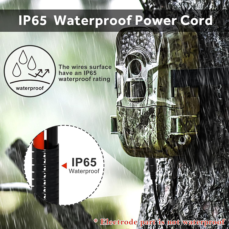 Ratproof Chew Proof Resistant Metal Jacket DC 5.5x2.1mm 4.0x1.7mm to Spade Connector Power Extension Cable for Trail Cameras