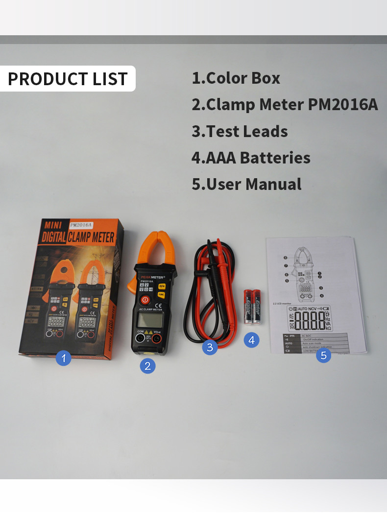 Resistance Tester Ac Digital Clamp Meter , Custom Leakage Current Clamp Meter