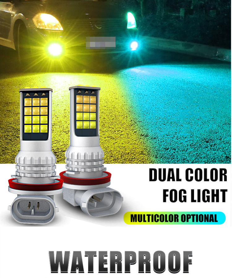 High Power Universal Automobile Fog Lights Two Color Light H11 9006 881 H3 H8 H7 3030