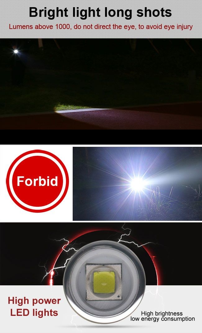 Aircraft Grade Aluminum Super Bright LED Flashlight Multi Function 1100 Lumens
