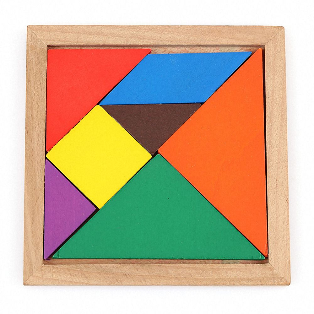 Square 11cm Wooden Montessori Baby Toys 7 Piece Jigsaw Puzzle