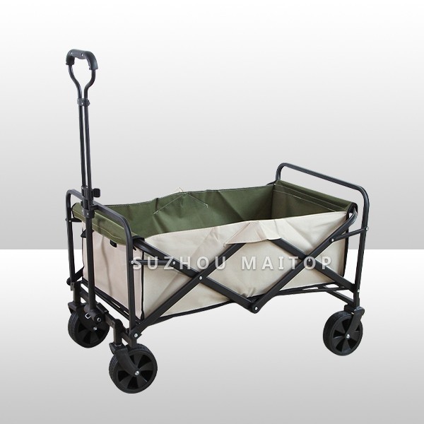 Rubber Wheels Folding Wagon Multipurpose Collapsible Hand Truck Black