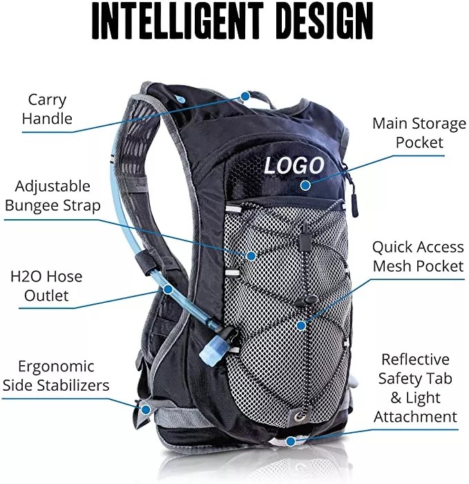 ISO 2L Waterproof Hiking Backpack 0.1kg Lightweight Hydration Vest Traveling Men