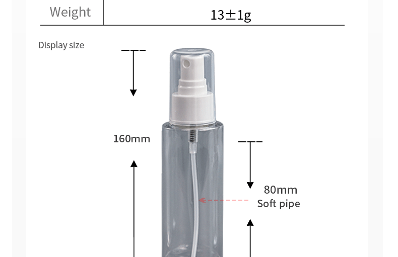 Transparent 18mm 100ML PET Spray Bottle With Nozzle 13g