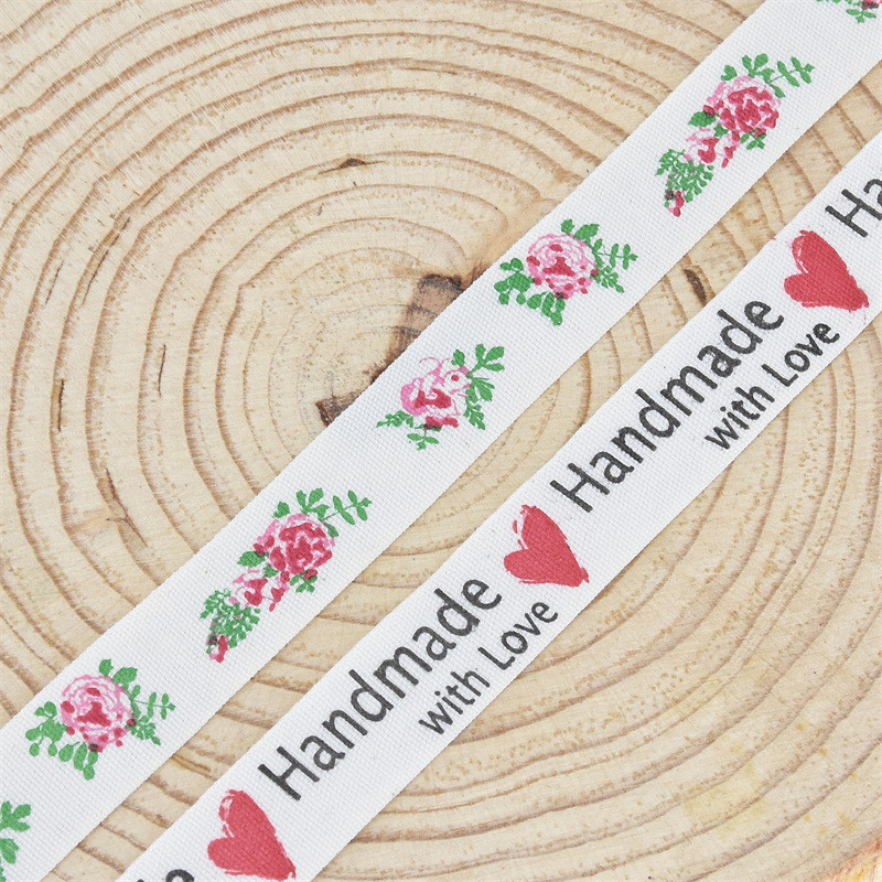 15mm*10m Flower Burlap Ribbon OEM ODM Custom Printed Ribbon Rolls