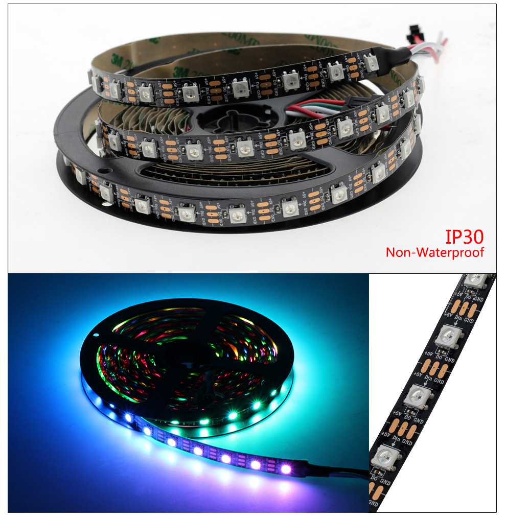 Ws2811 Ws2813 Self Adhesive LED Strip Rgbw Ws2812B Tape Light Black White