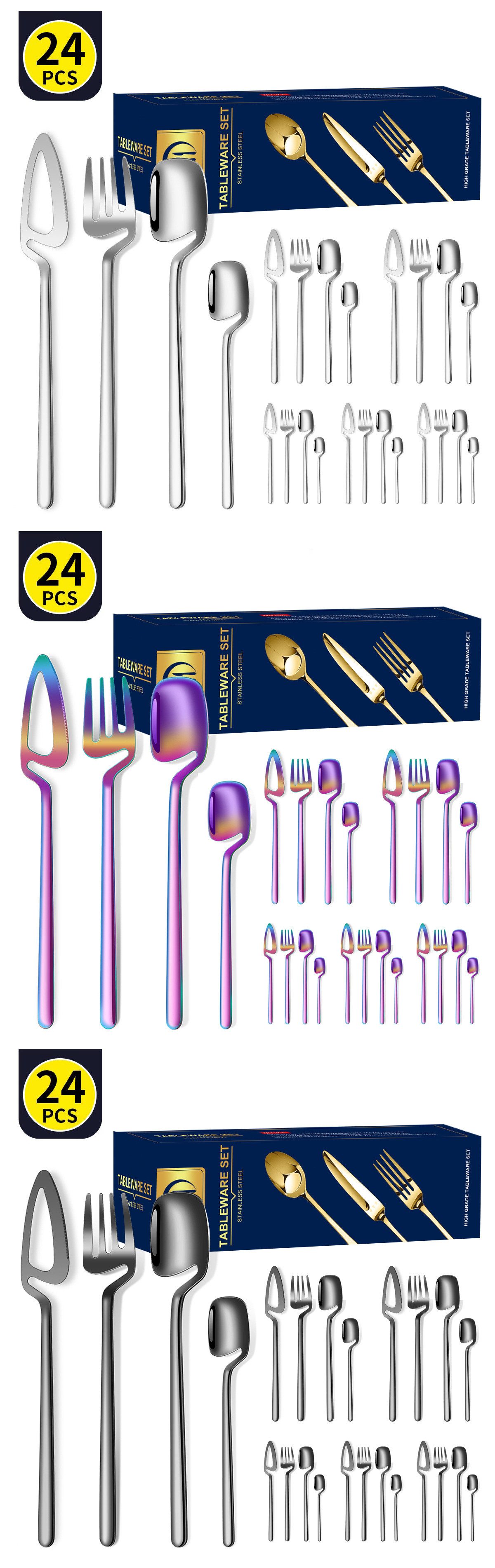 Stainless Steel Cutlery Set 24 Piece Wall-mounted Tableware Set Western Restaurant Hotel Set Gift Box