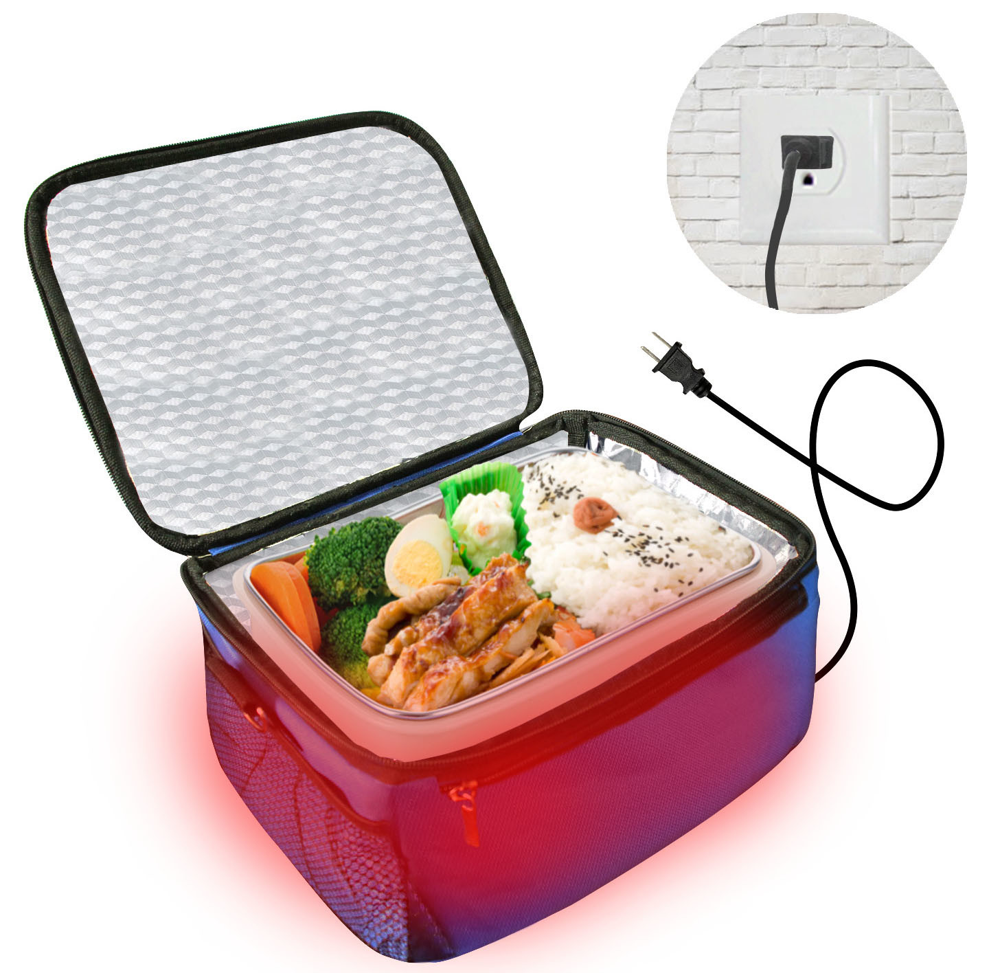 Multifunctional Portable Electric Food Warmer Bag 9.1×11.5×5.5inches Size