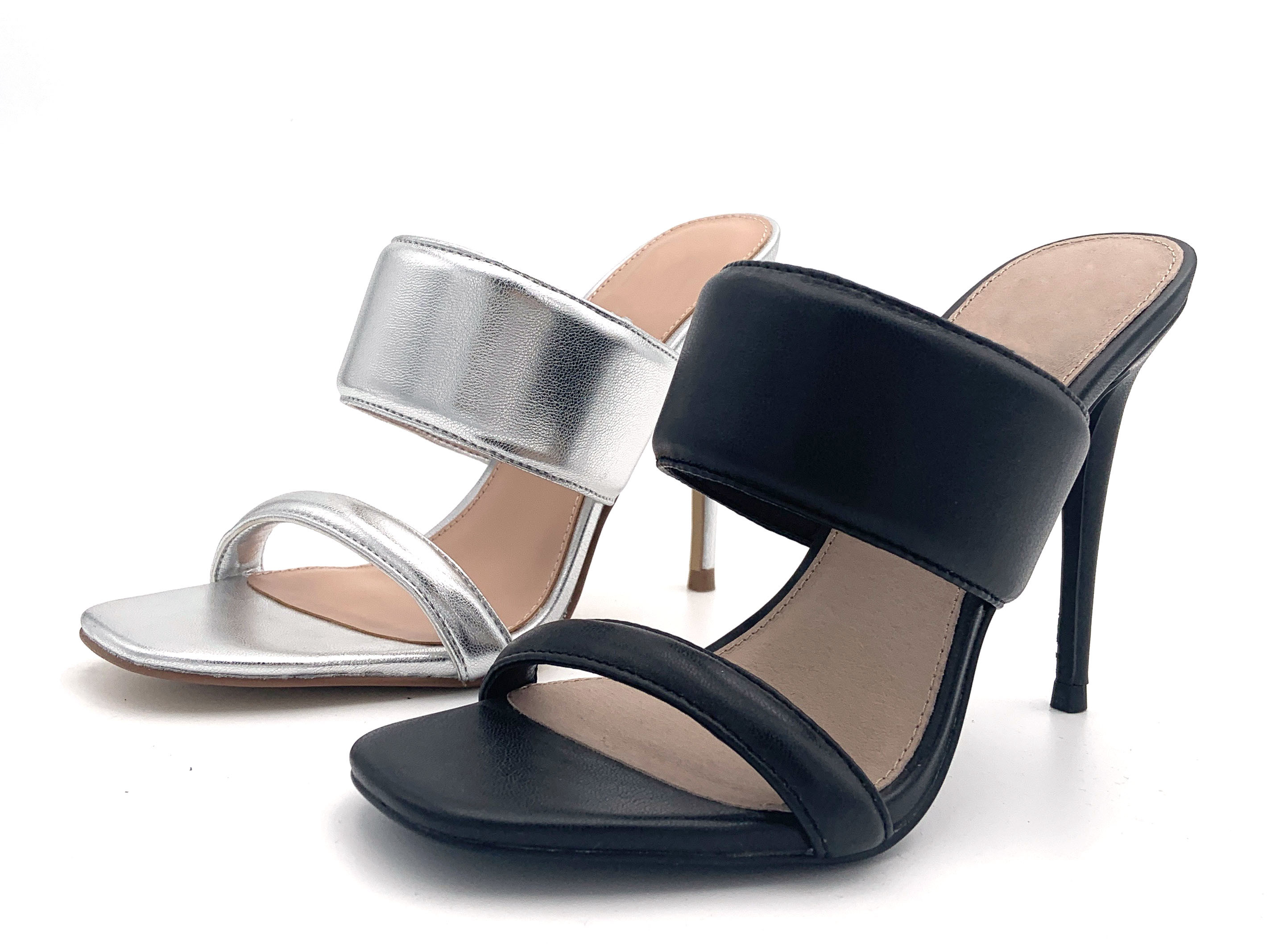 Slick Looking Easy Slip-On Square-Toe Sandals With Cushioned Straps