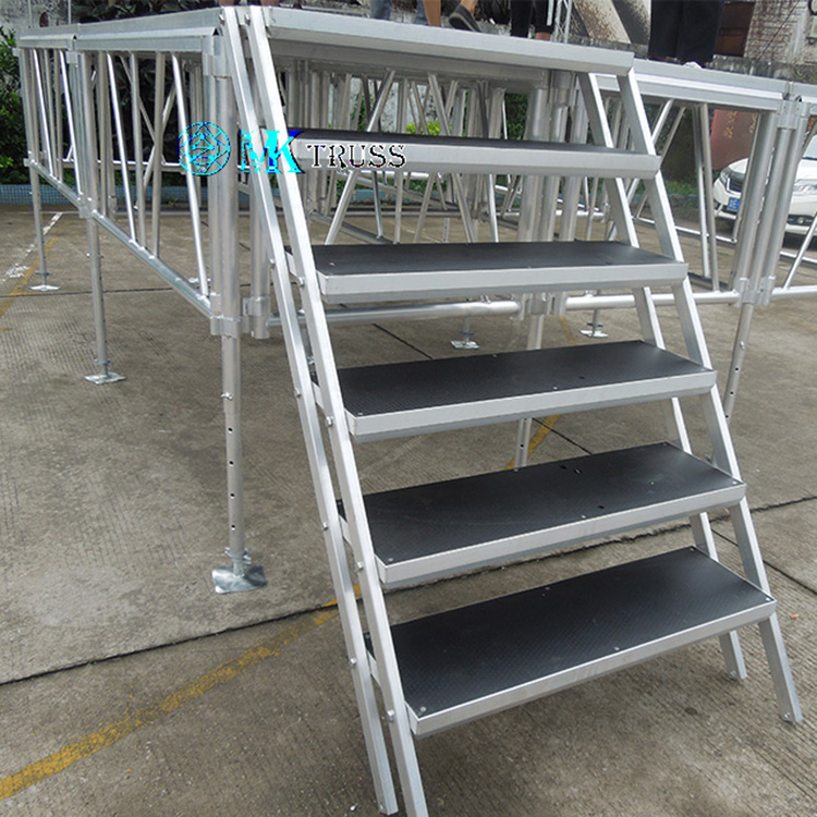 Silver Aluminum Stage for Foldable Concert Equipment and Portable Seating at Wedding