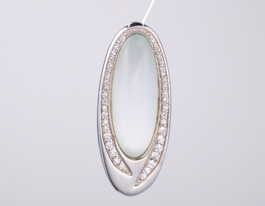 Elegant 925 Sterling Silver White Jade Necklace Pendant For Ladies And Gentlemen