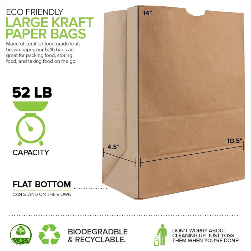 Large Paper Bags Kraft Brown Paper Grocery Bags for Grocery Shopping