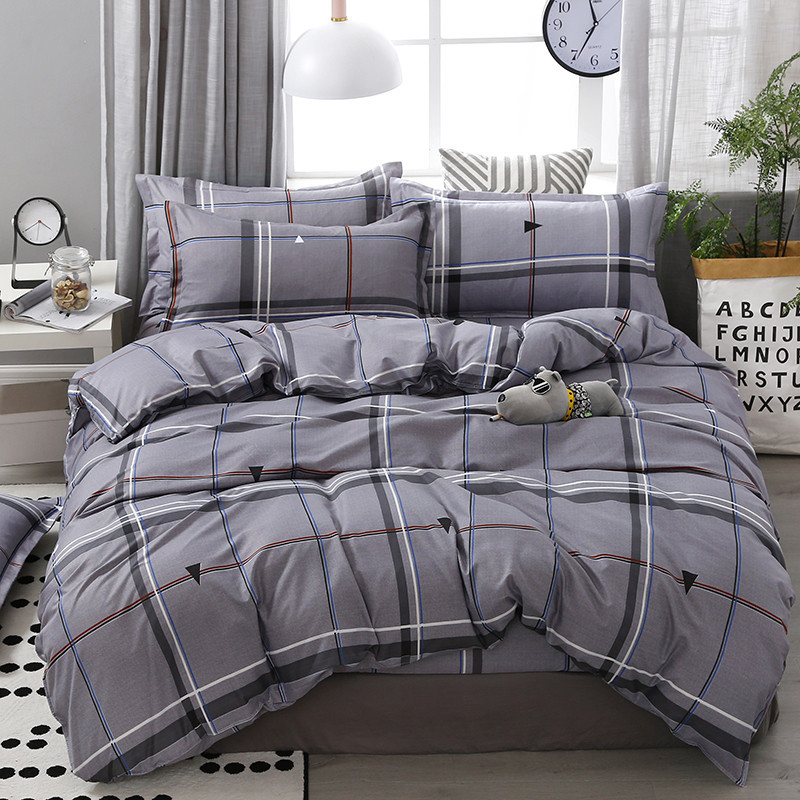 Polyester Fabric 4 Piece Bedding Set for 1.2m Bed White Five Star Hotel Bed Linen