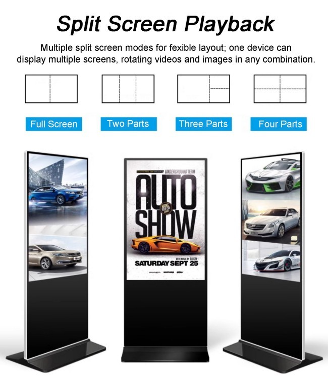 75" 43" 55 Inch Indoor Totem Kiosk Display Digital Signage and Displays Writing Method Pen/Finger Touch 4K Ultra HD Resolution