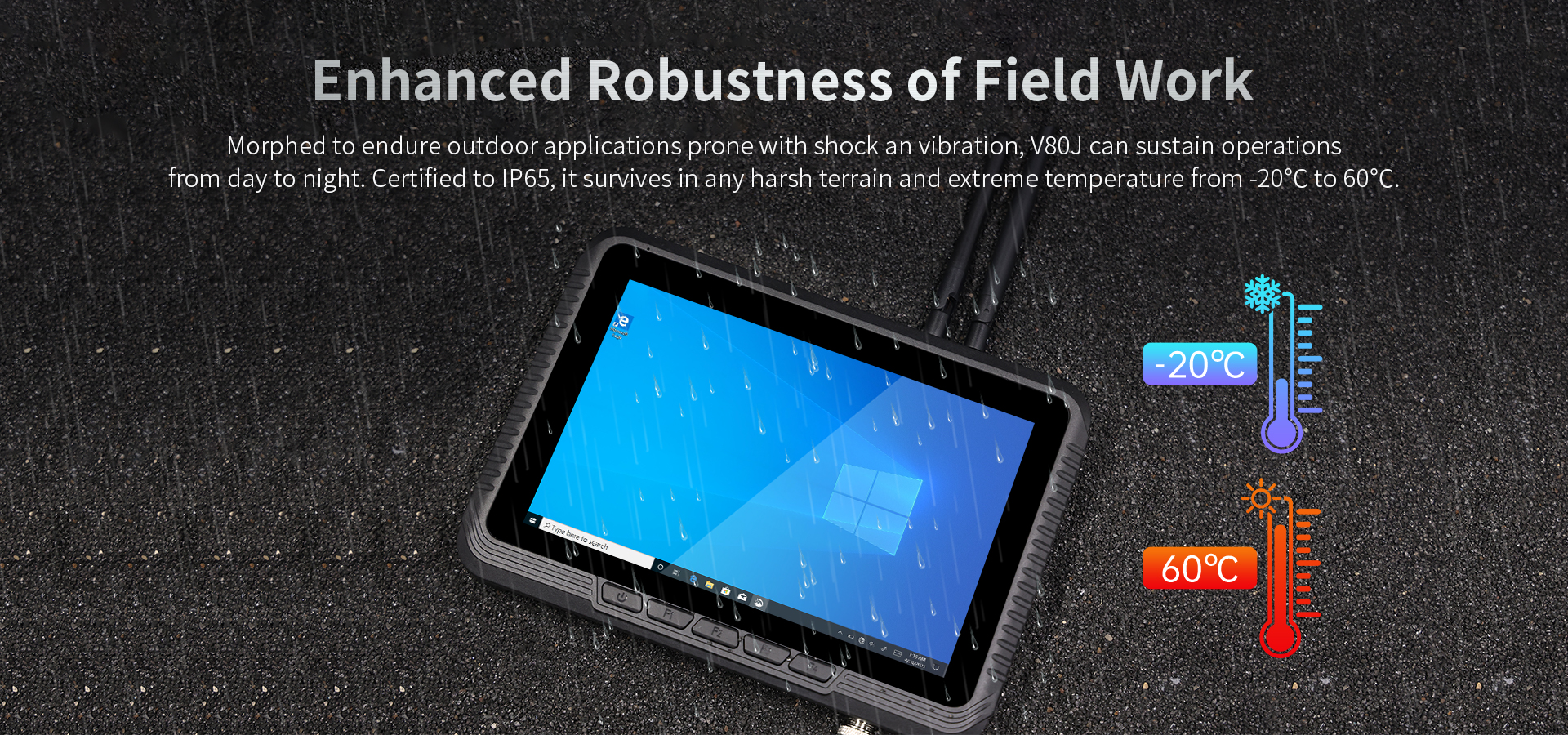 RS485 Capable V80J Rugged Vehicle Tablet with 1000nits Display and Wide Voltage Module