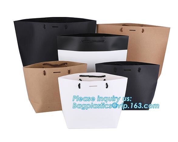 Custom Printed Accept Wholesale Stock White Brown Kraft Paper Shopping Bag With Handle No Minimum, carrier handle bags