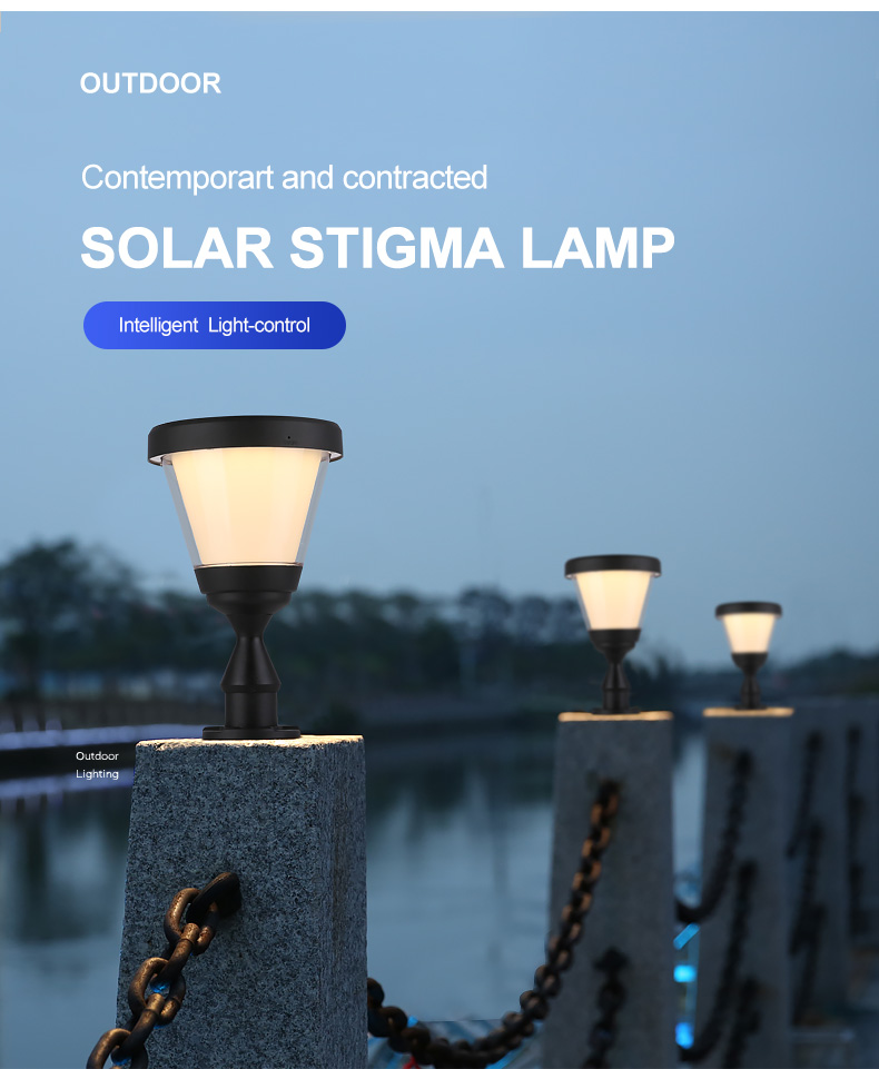 Aluminum Landscape Outdoor Garden Solar Light Light Control 3000k 6000k For Gate Pillar
