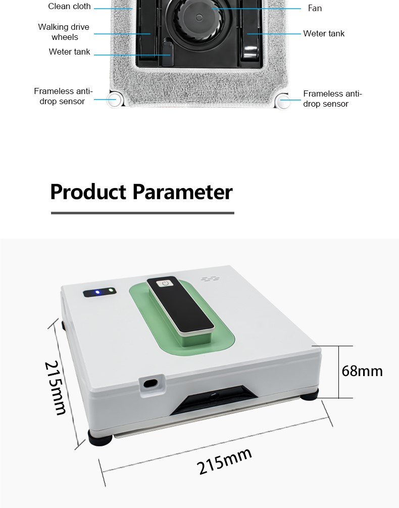 APP Controlled 72W Dual Water Spray Robot Window Cleaner for Fast and Thorough Cleaning