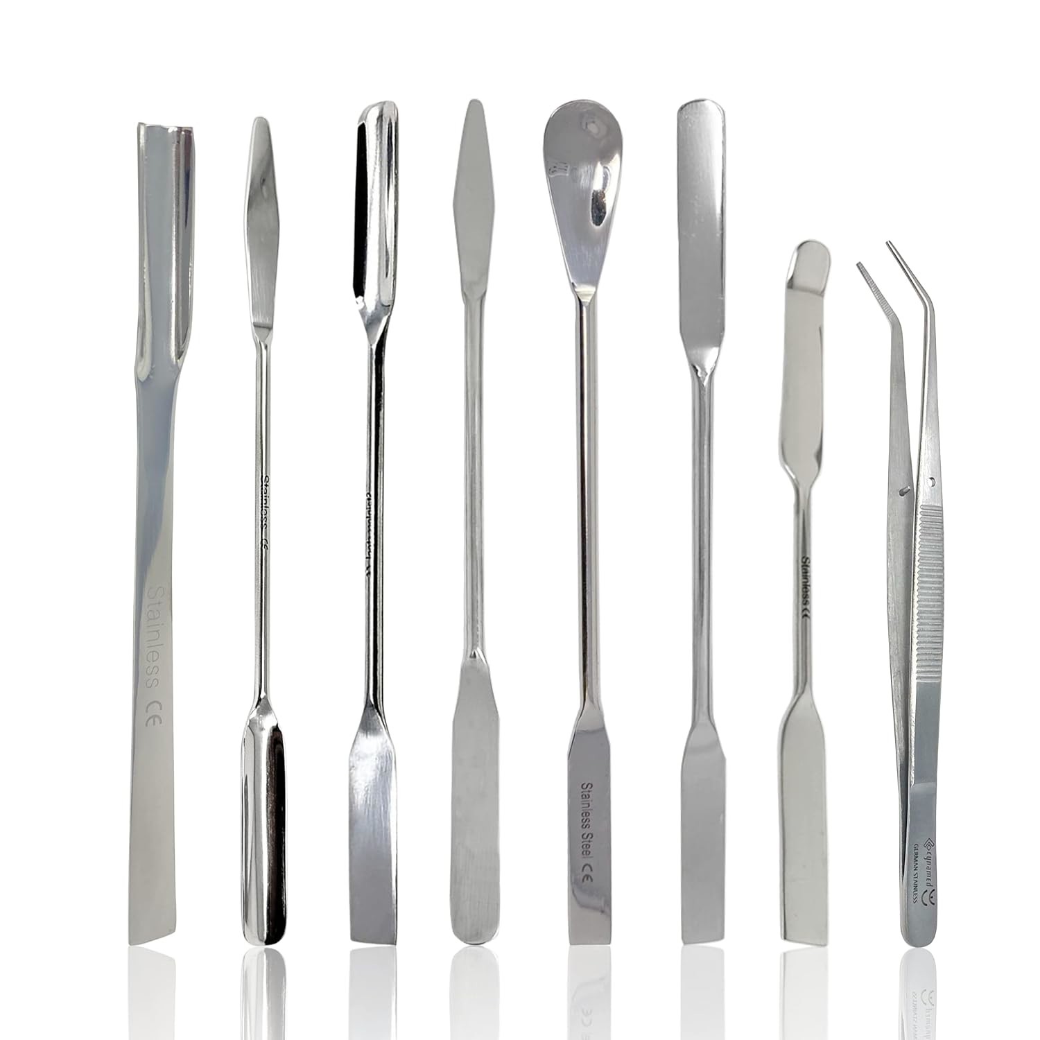 Stainless Steel Micro Lab Scoop Half Rounded Spoon Spatula Sampler With Vinyl Handle (9") Stainless Steel Micro Lab