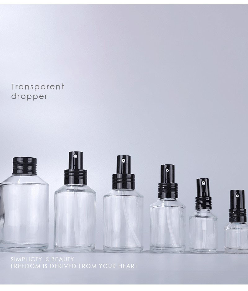 100ml Push Transparent Lotion Bottle Cream Refillable Glass Perfume Bottle