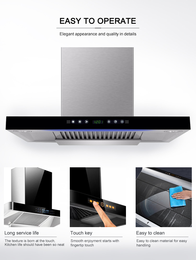Touch Switch Kitchen Electric Modern Stylish Extractor T Shape Cooker Hood Range Hoods