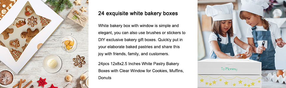 White 12 x12 x12 Cookie Pastry Packing Desserts Cake Donut Box with Clear Window