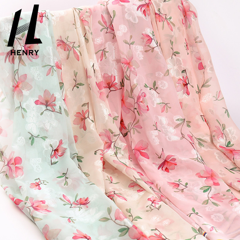 Small Fresh Style Soft Tulle Fabric Light Texture Woven Chiffon Polyesters Floral For Dress
