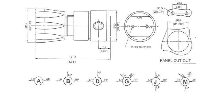 Nitrogen Brass Pressure Regulator 40 Bar , Panel Mounted Pressure Plumbing Regulator