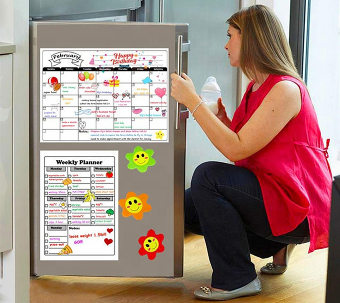 Stain Resistant Surface Dry Erase Magnetic Fridge Calendar Magnetic Grocery List Pad