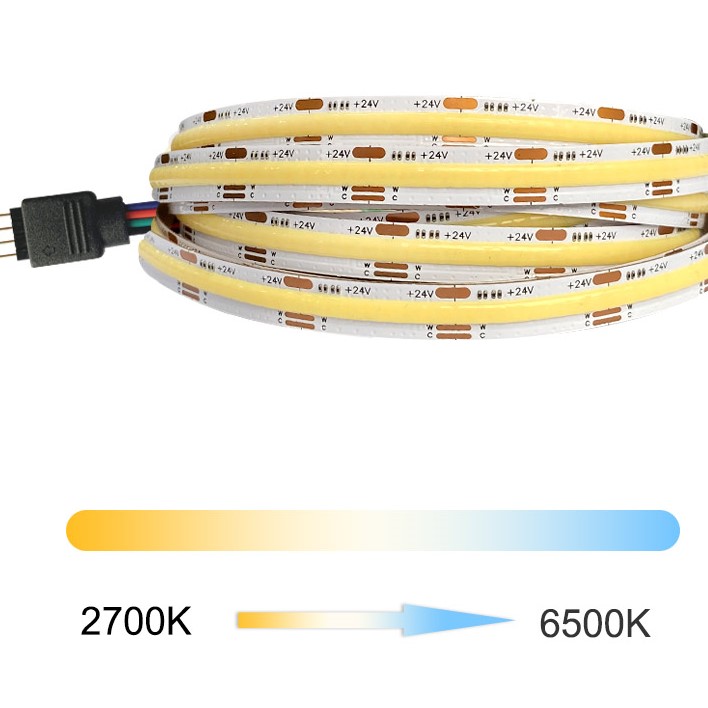 USB 5V CCT Tunable Flexible COB LED Strip 2700K-6500K Fcob Led Strip