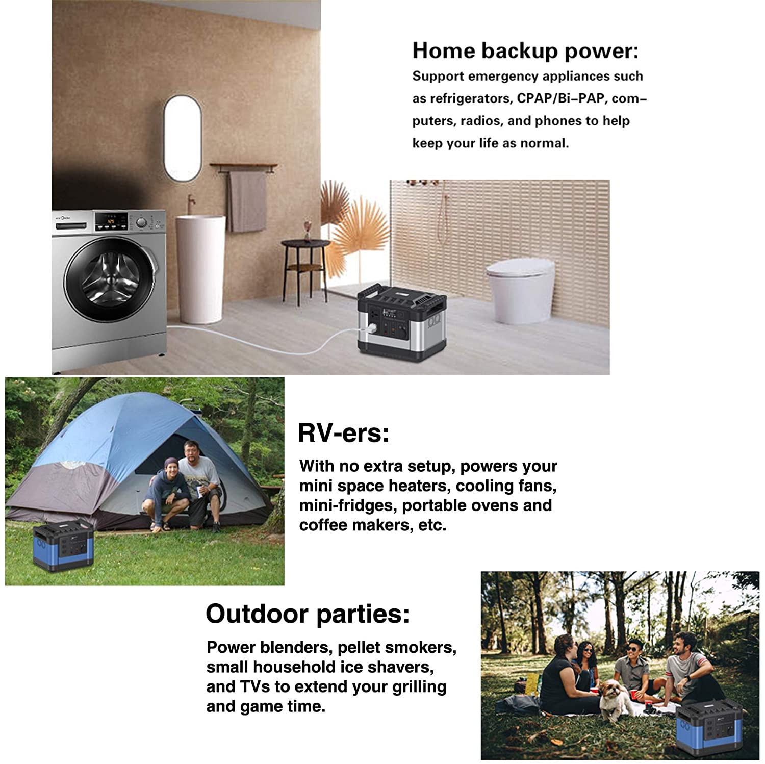 300000mAh Lithium Battery Portable Power Station 1000 Watt Solar Generator AC220v 110v