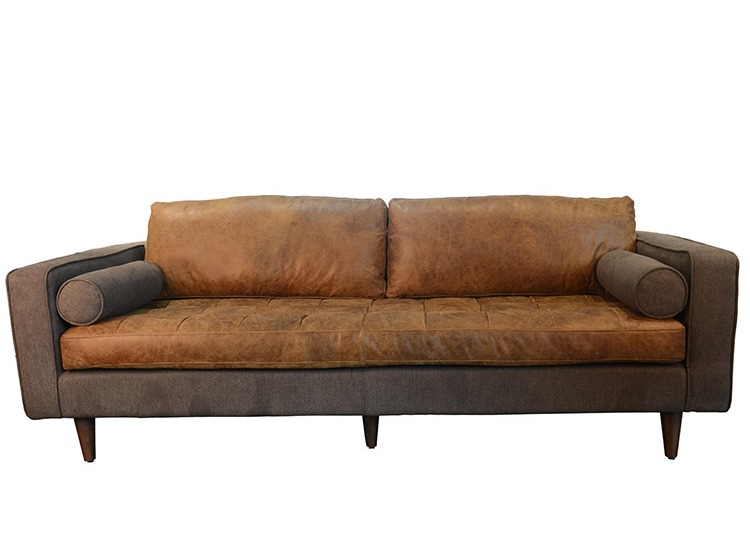 L224cm Three Seater Leather Couch Vintage Leather Sofas For Hotel Office