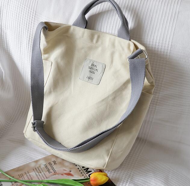 Korean Canvas Shoulder Bag Zipper Luxury Women Bags Designer Women Messenger Bag Female Simple Handbag Letter Printing tote